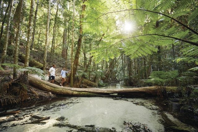 People walking across Wanggoolba Creek