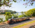 Steam train along the river in Maryborough