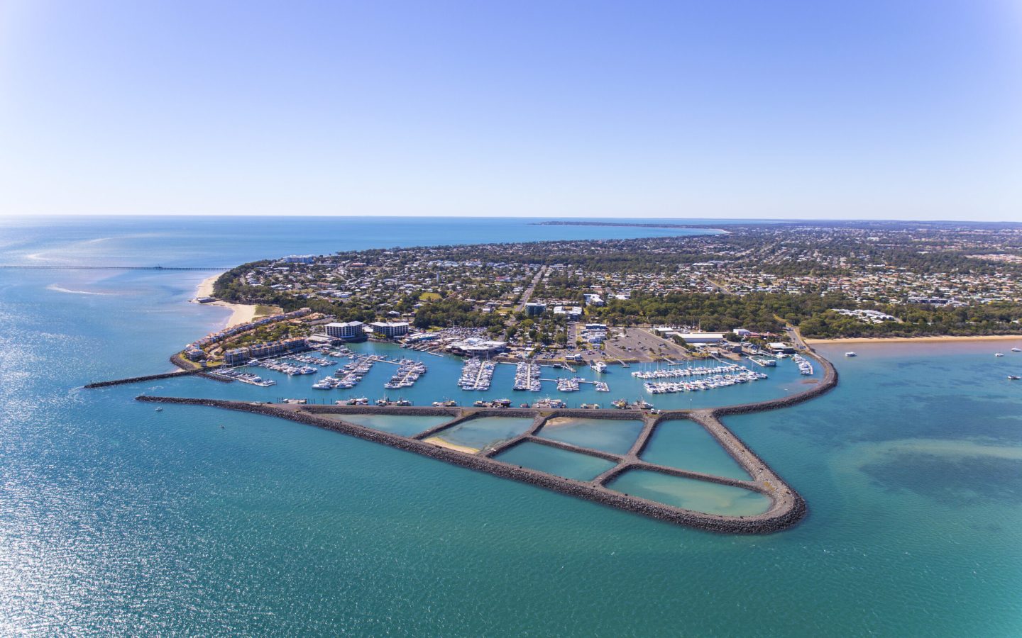 Aerial view of Great Sandy Strait marina