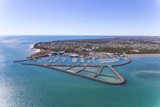 Aerial view of Great Sandy Strait marina