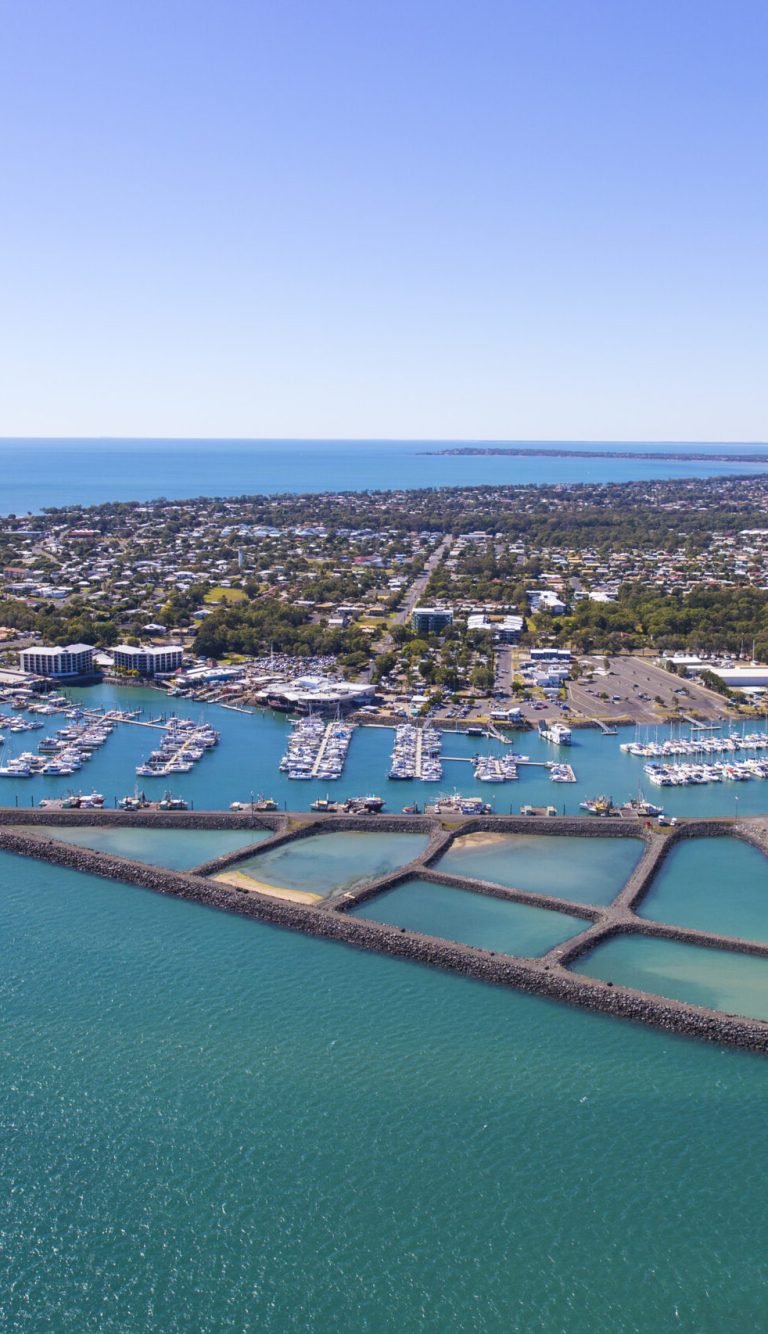 Aerial view of Great Sandy Strait marina