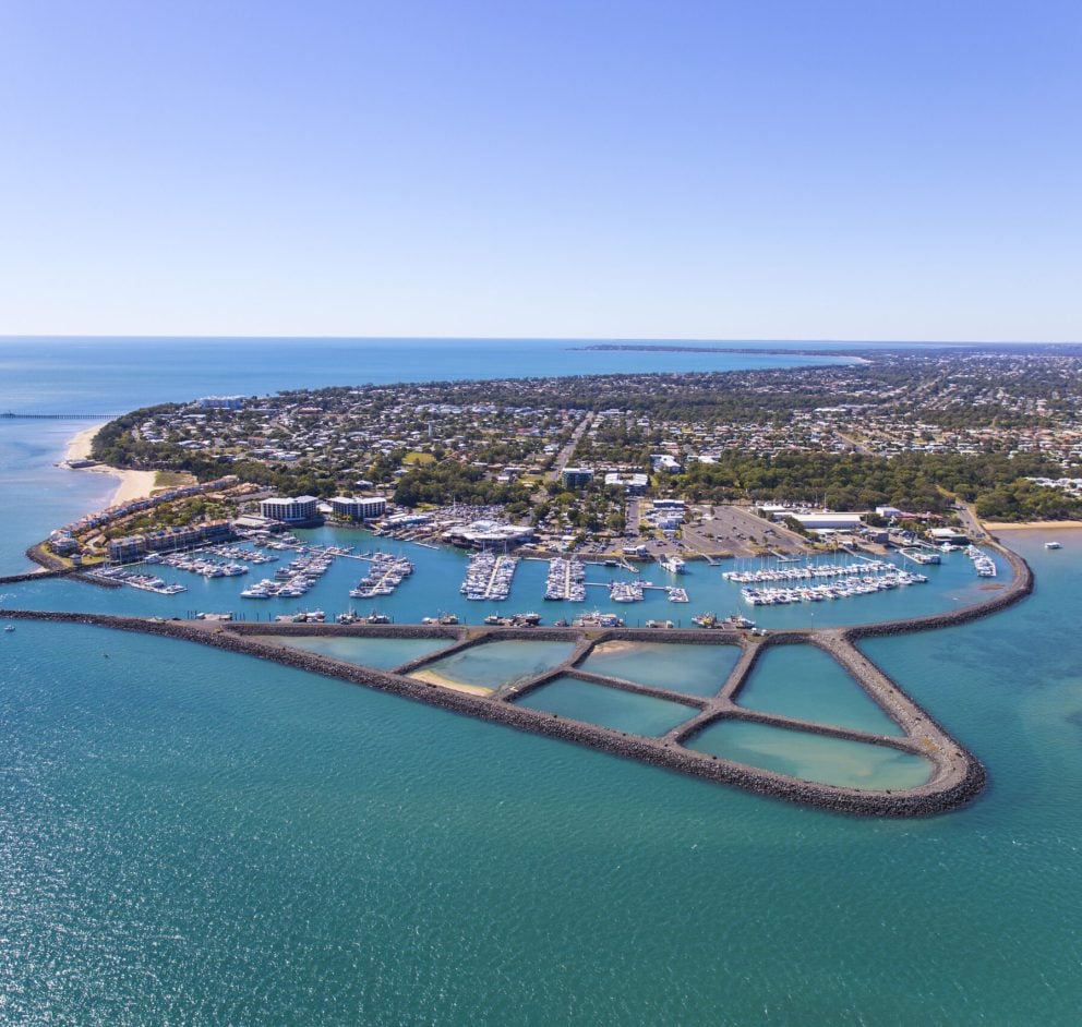 Aerial view of Great Sandy Strait marina