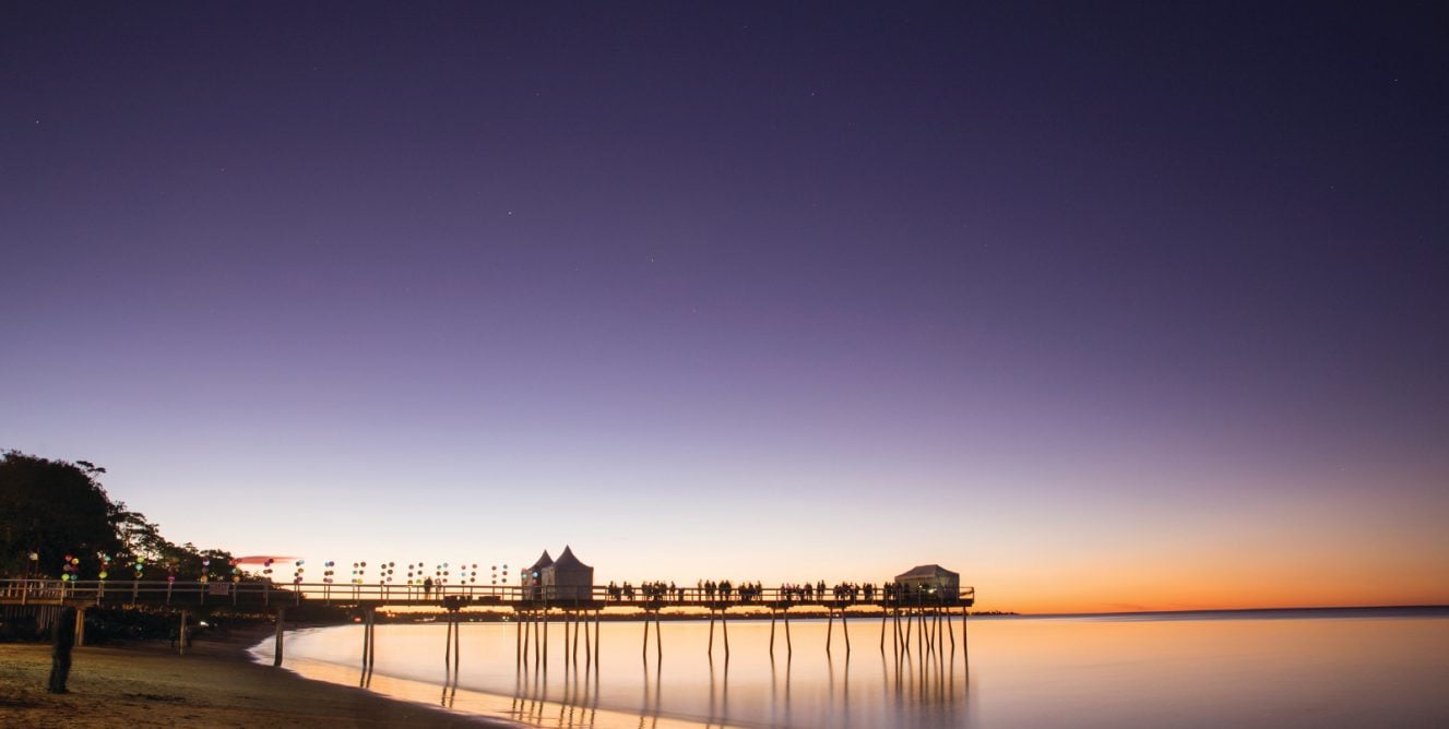 View of Scarness Pier at sunset