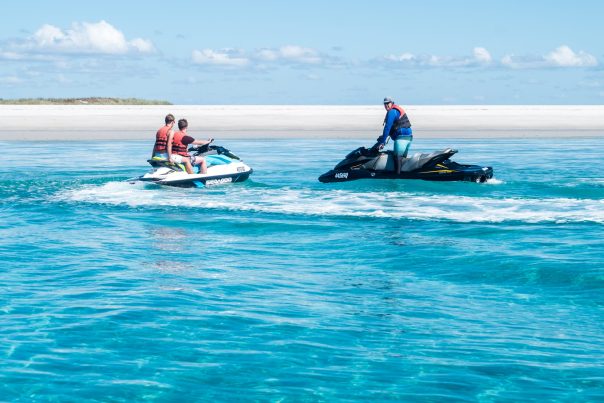 Jet ski in water at Pelican Banks