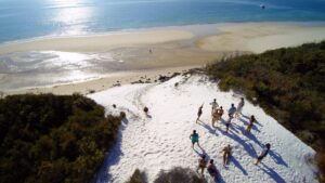 View from the top of a sand dune at Bowarrady Creek