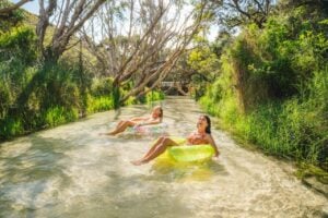 Couple float down eli creek on K'gari Fraser Island